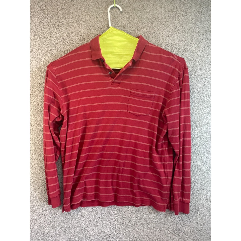 Roundtree & Yorke Polo Shirt Men Large Long Sleeve STRIPED